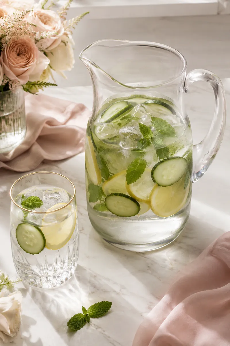 Água Fresh de Pepino, Limão e Hortelã
