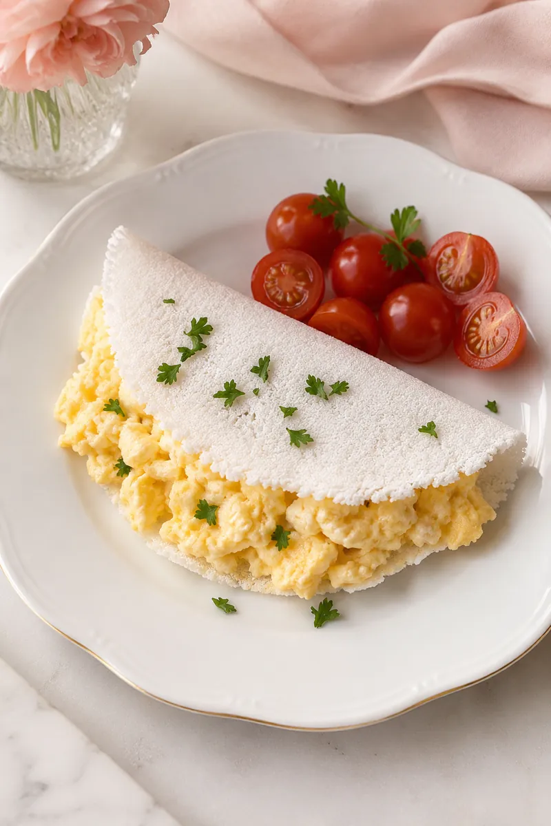 Tapioca Dourada com Ovo Mexido