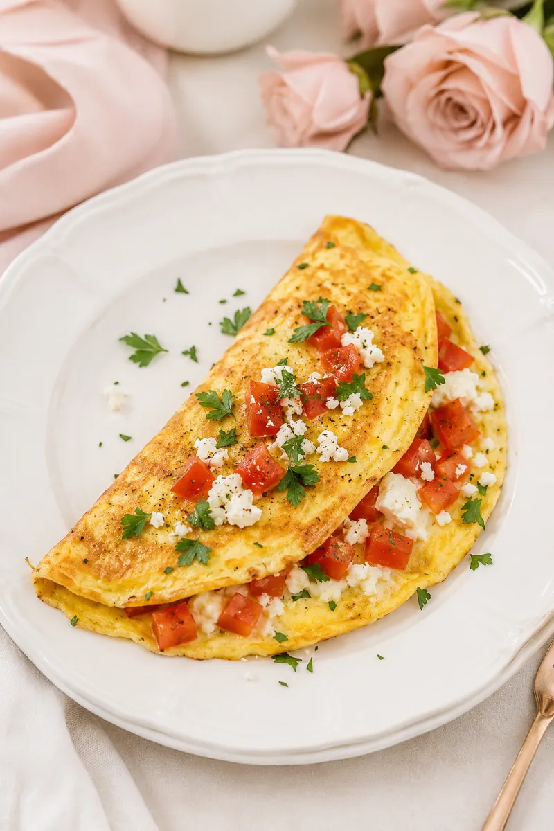 Omelete Delicado com Tomate e Queijo