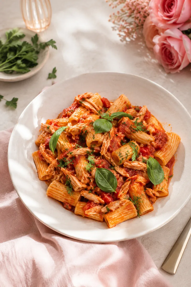 Macarrão Leve com Frango e Molho de Tomate Caseiro