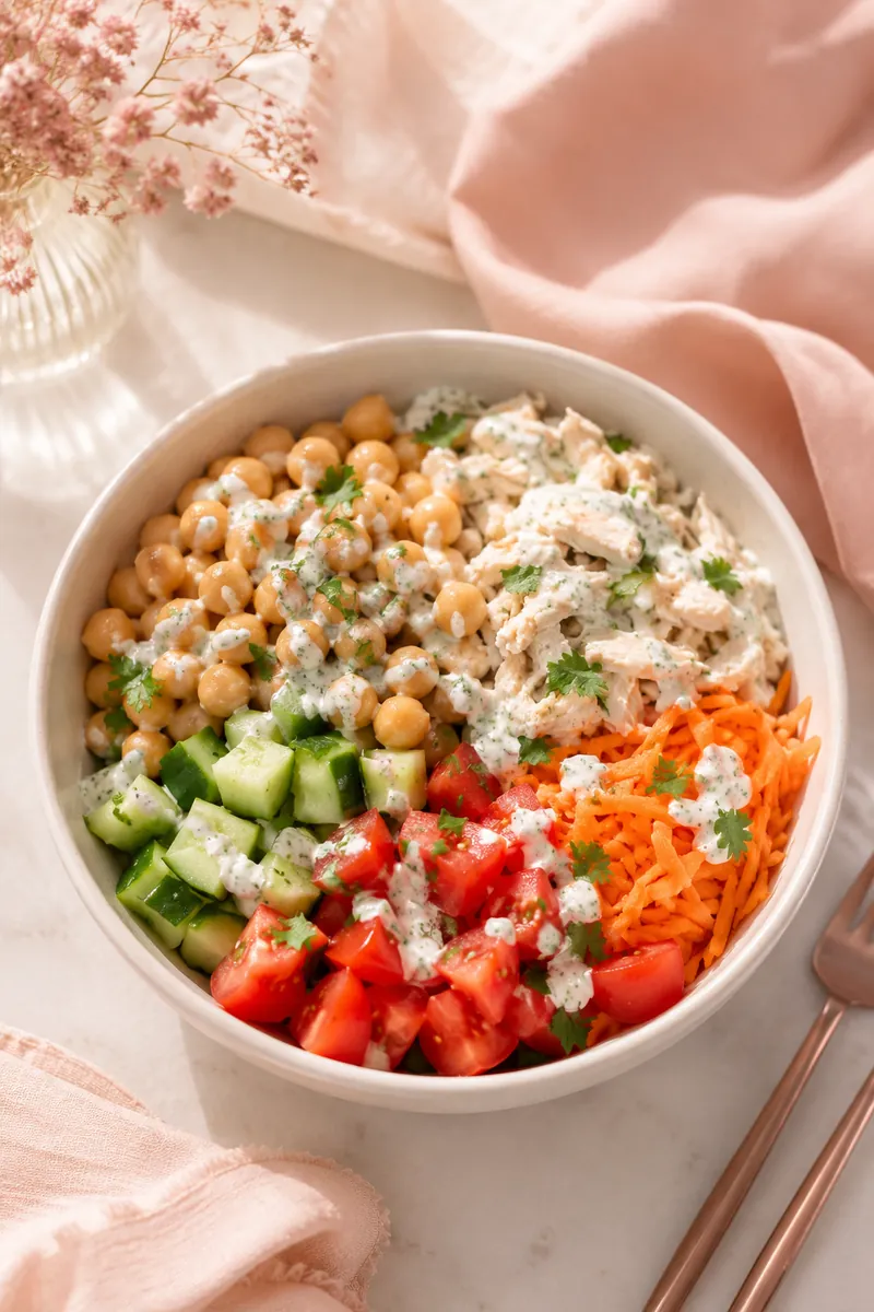 Salada Morna de Grão-de-Bico com Frango