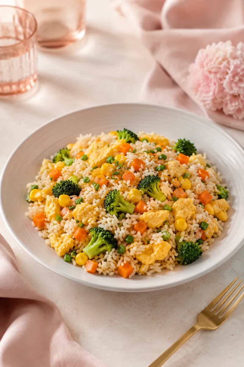 Arroz Colorido com Ovos e Legumes